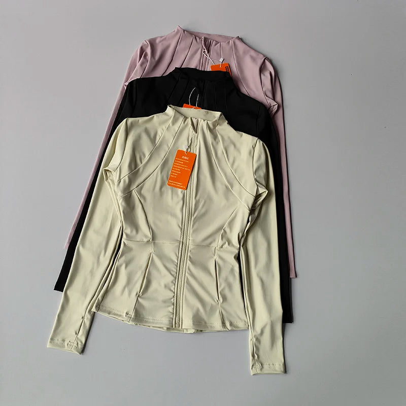 VYRENA Slim Zip Gym Jacket | Women's Long Sleeve Workout Cardigan