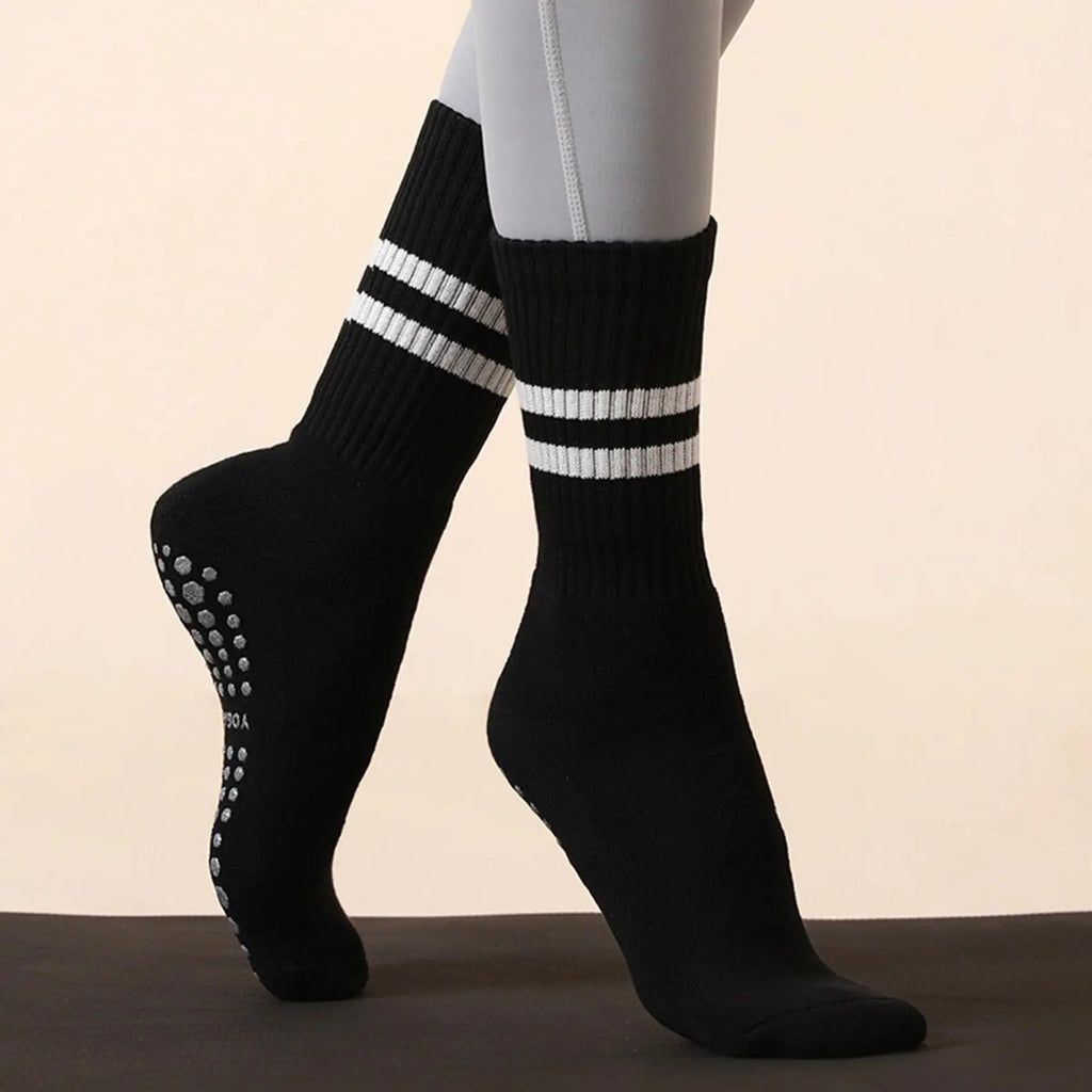 Women's Pilates Grip Socks 2 Pack - Non-Slip Yoga Socks for Barre & Gym