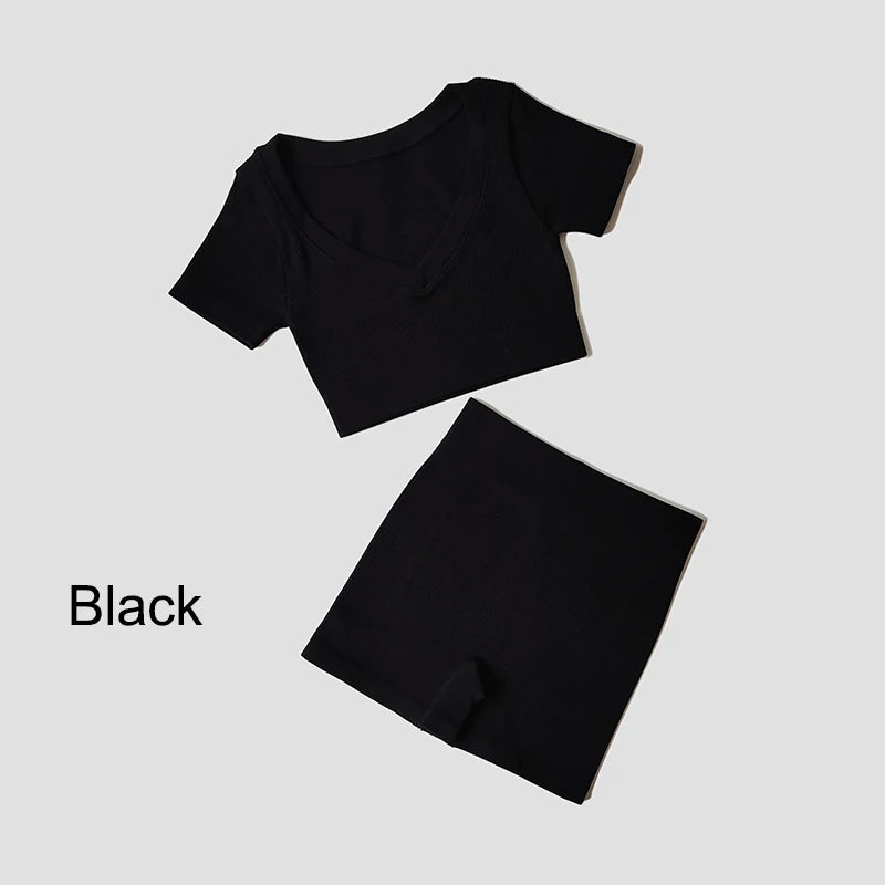 VYRENA Seamless Set — Sports Bra, Crop Top & Leggings