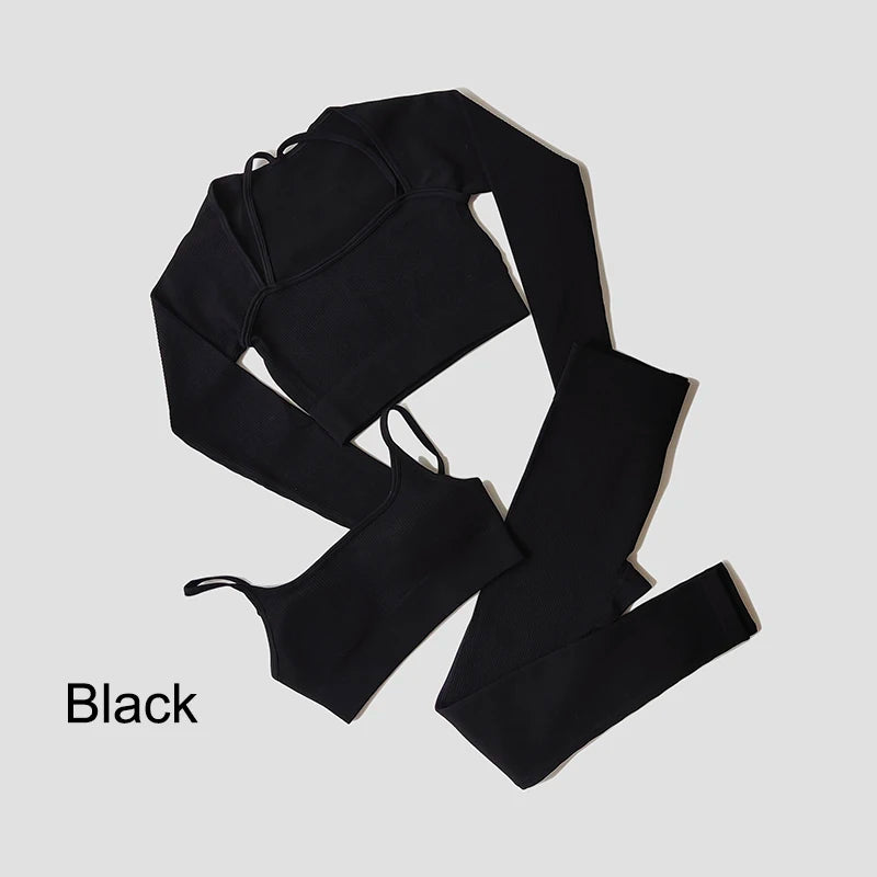 VYRENA Seamless Set — Sports Bra, Crop Top & Leggings