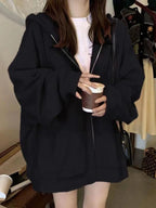 VYRENA Oversized Zip-Up Hoodie | Women's Long Sleeve Hooded Sweatshirt