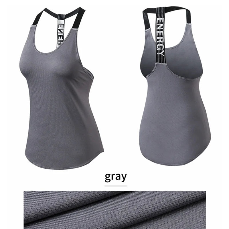 VYRENA Letter Gym Vest — Women's Sleeveless Backless Yoga Top