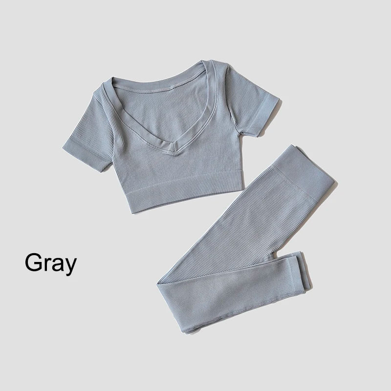 VYRENA Seamless Set — Sports Bra, Crop Top & Leggings