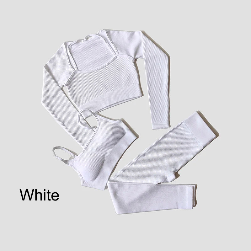 VYRENA Seamless Set — Sports Bra, Crop Top & Leggings