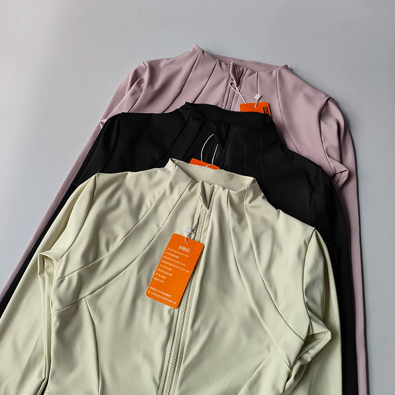 VYRENA Slim Zip Gym Jacket | Women's Long Sleeve Workout Cardigan