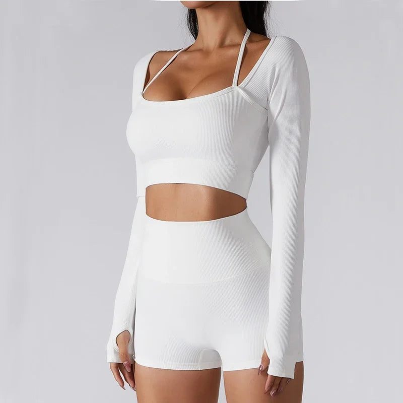 VYRENA Studio Set — Seamless Sports Bra, Crop Top & Leggings