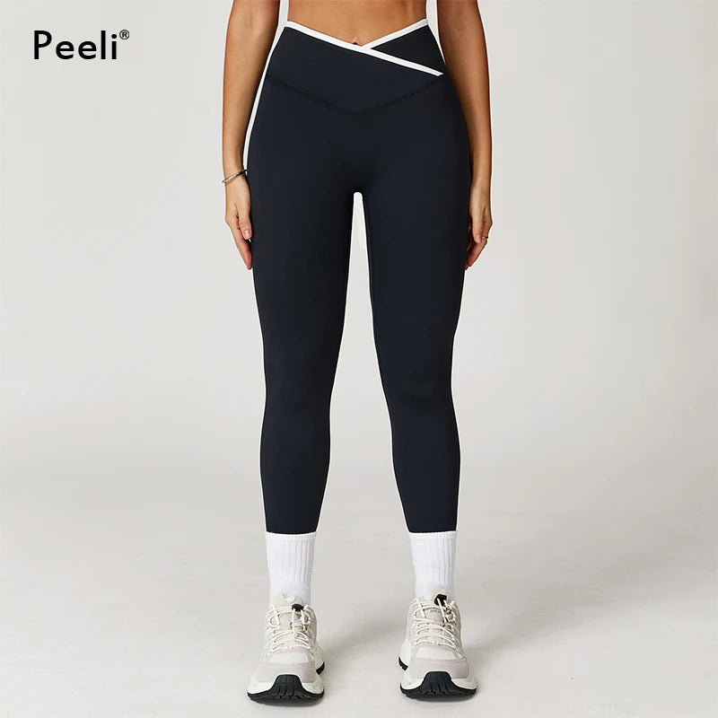 V Waist Gym Leggings Women High Waist Yoga Pants Scrunch Bum Seamless Yoga Leggings Workout Pants Sports Leggings Fitness Tights