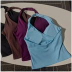 Women's V-Neck Sports Bra - Halter Neck Yoga & Gym Top