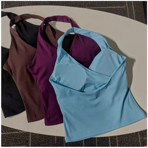 Women's V-Neck halter neck sports bra for yoga and gym