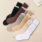 6 pairs of women's mid leg pleated socks, suitable for casual clothing, daily comfortable and soft texture