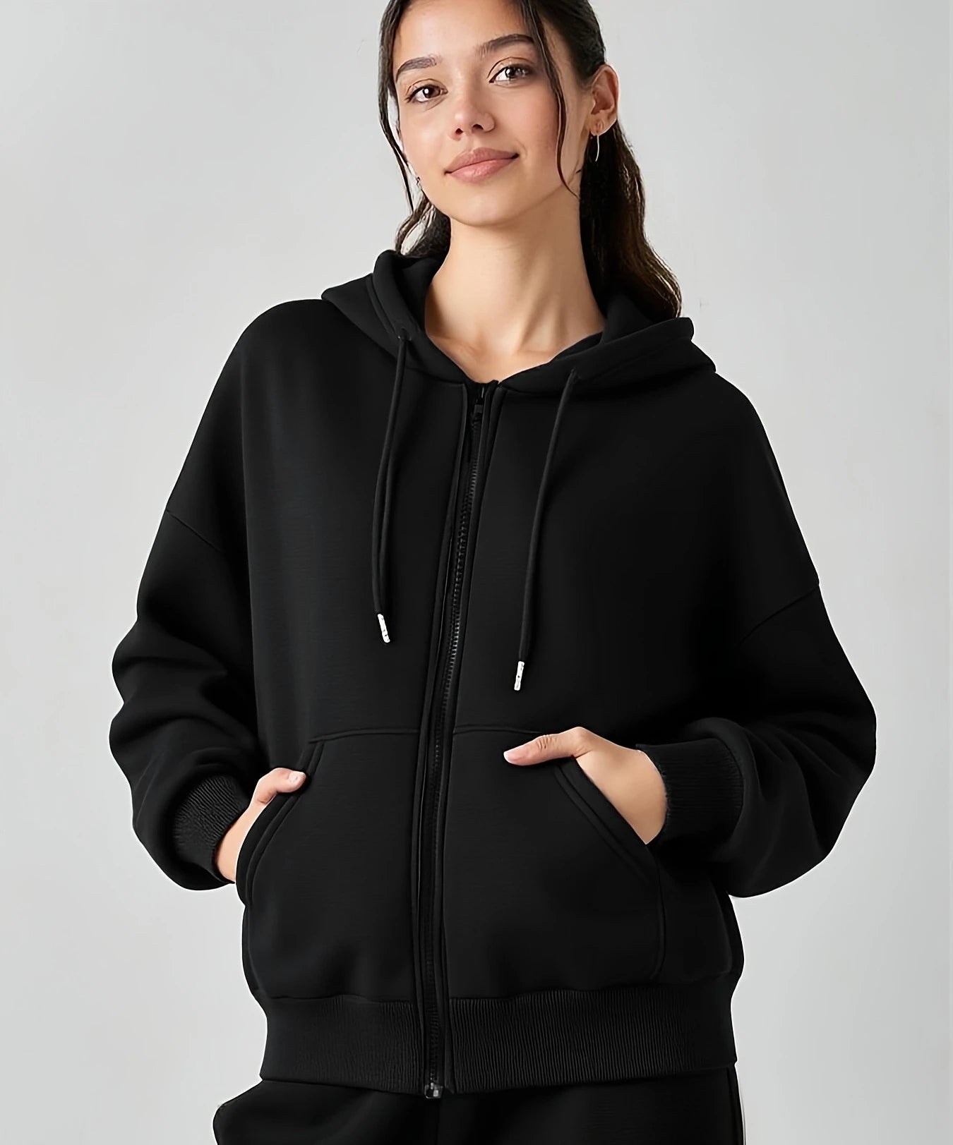 VYRENA Zip Pocket Oversized Hoodie | Women's Pullover Gym Sweatshirt