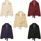 VYRENA Belted Trench Coat | Women's Lapel Button Short Jacket