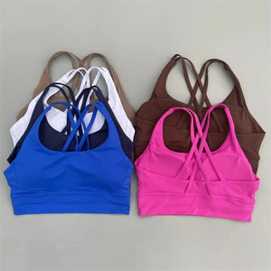 VYRENA Cross-Back Fitness Bra — Shockproof High-Strength Gym Sports Top