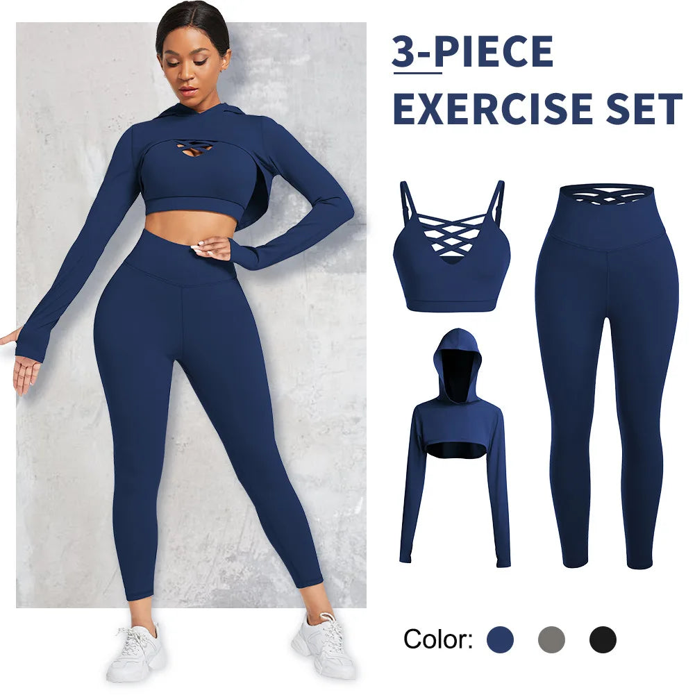 VYRENA Studio Tracksuit — 3-Piece Hoodie Gym Set