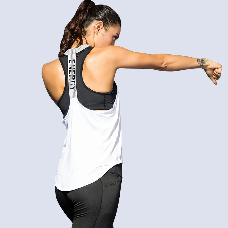 VYRENA Letter Gym Vest — Women's Sleeveless Backless Yoga Top