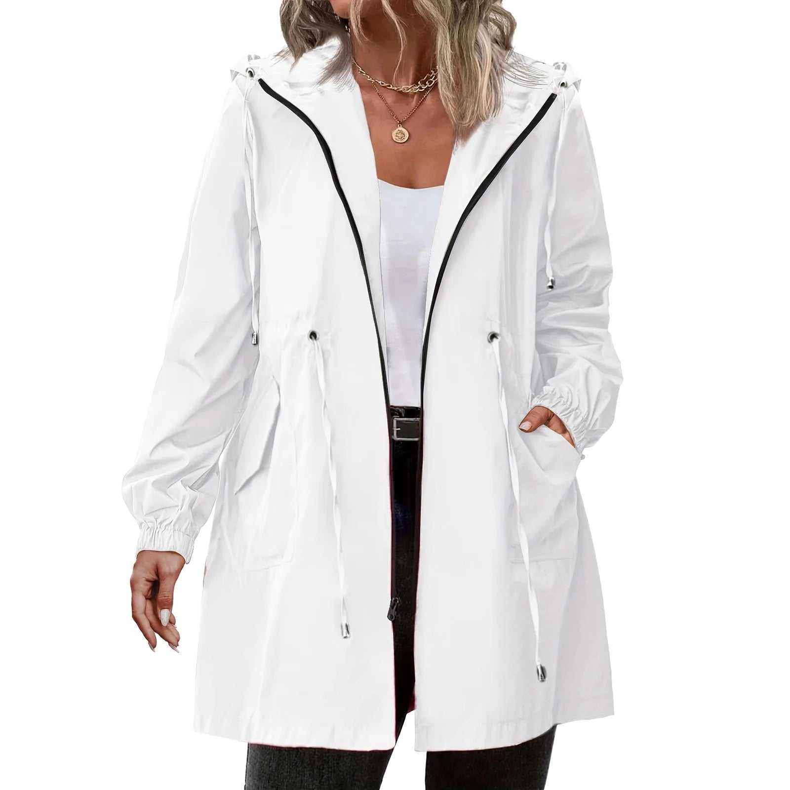 VYRENA Hooded Trench Coat | Women's Long Casual Windbreaker