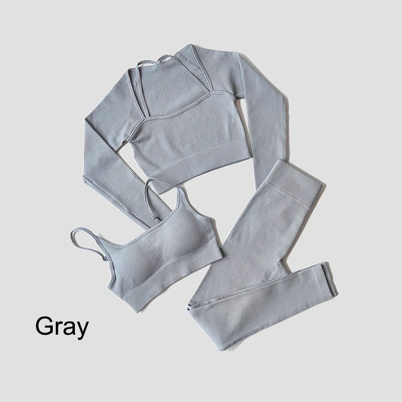 VYRENA Seamless Set — Sports Bra, Crop Top & Leggings