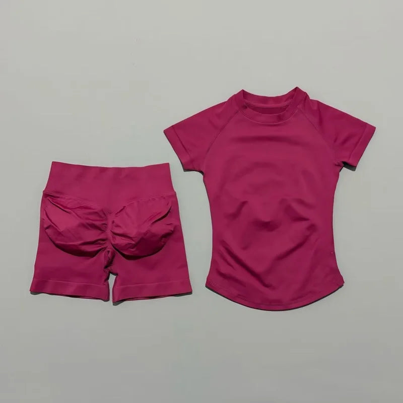 VYRENA Active Set — Short Sleeve Sports Bra & Shorts