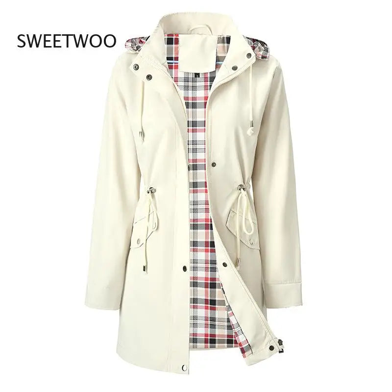 VYRENA Plaid Lined Trench Coat | Women's Water Repellent Long Jacket