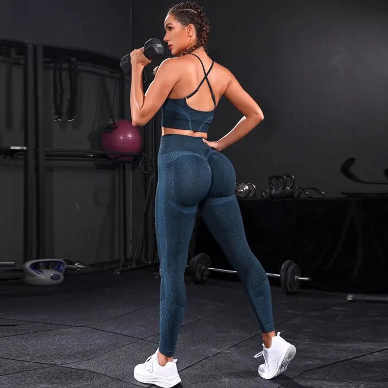 VYRENA Seamless Leggings Set — 2-Piece Women's Gym Tracksuit