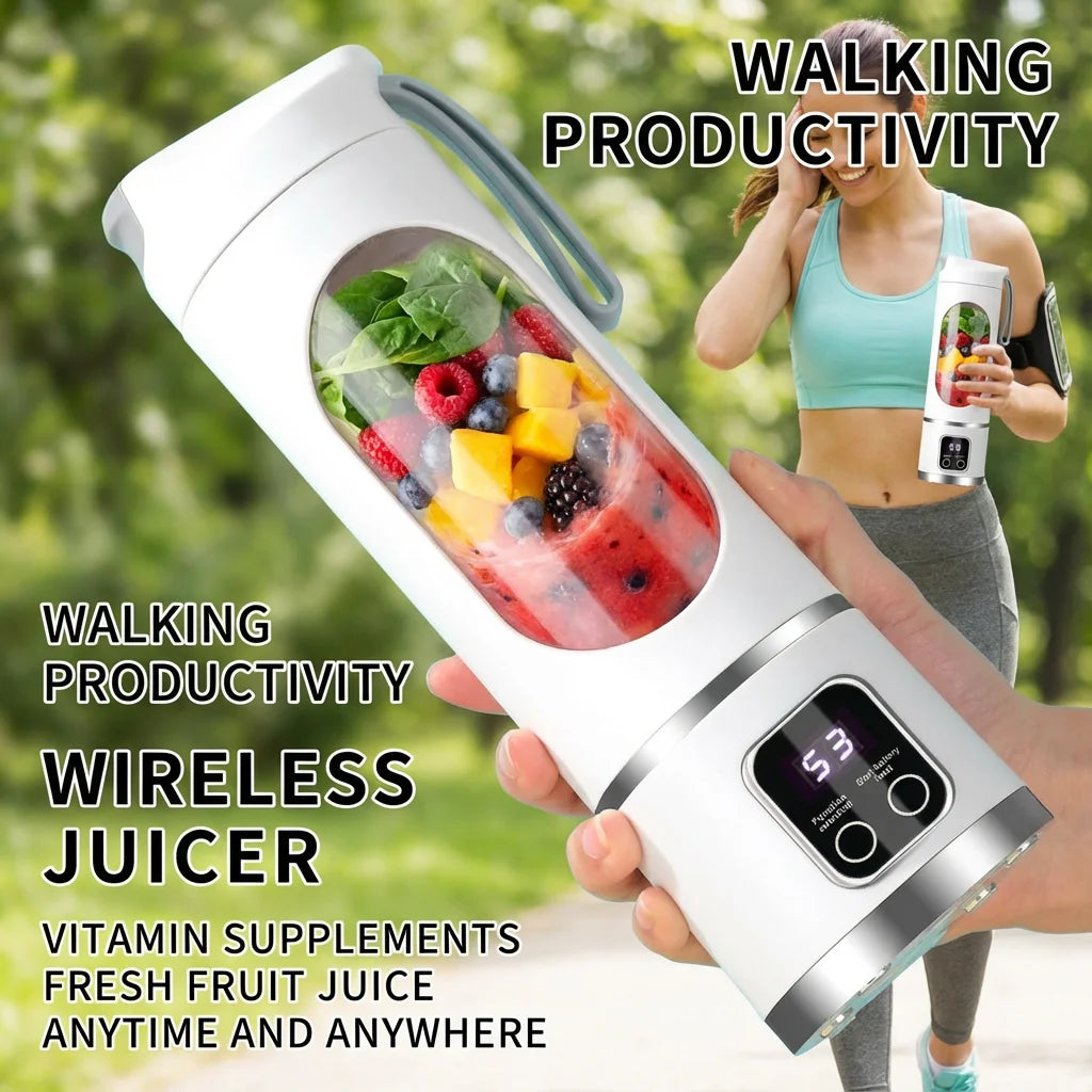Portable Electric Juicer Bottle - 450ml USB Rechargeable Blender Cup