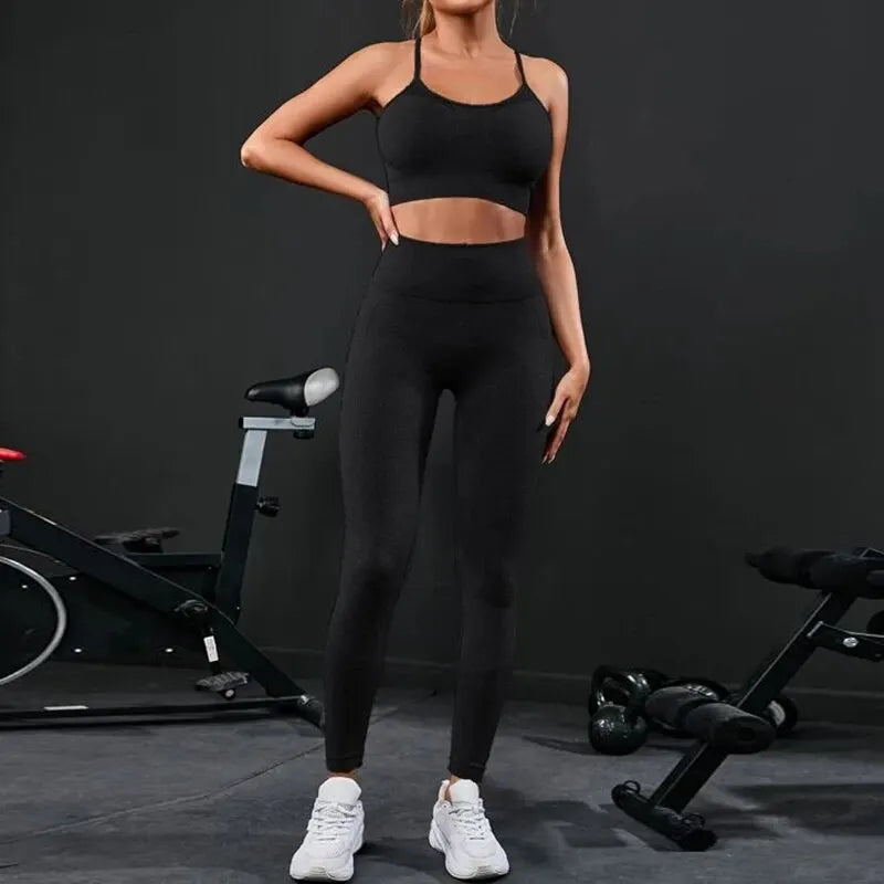 VYRENA Seamless Leggings Set — 2-Piece Women's Gym Tracksuit