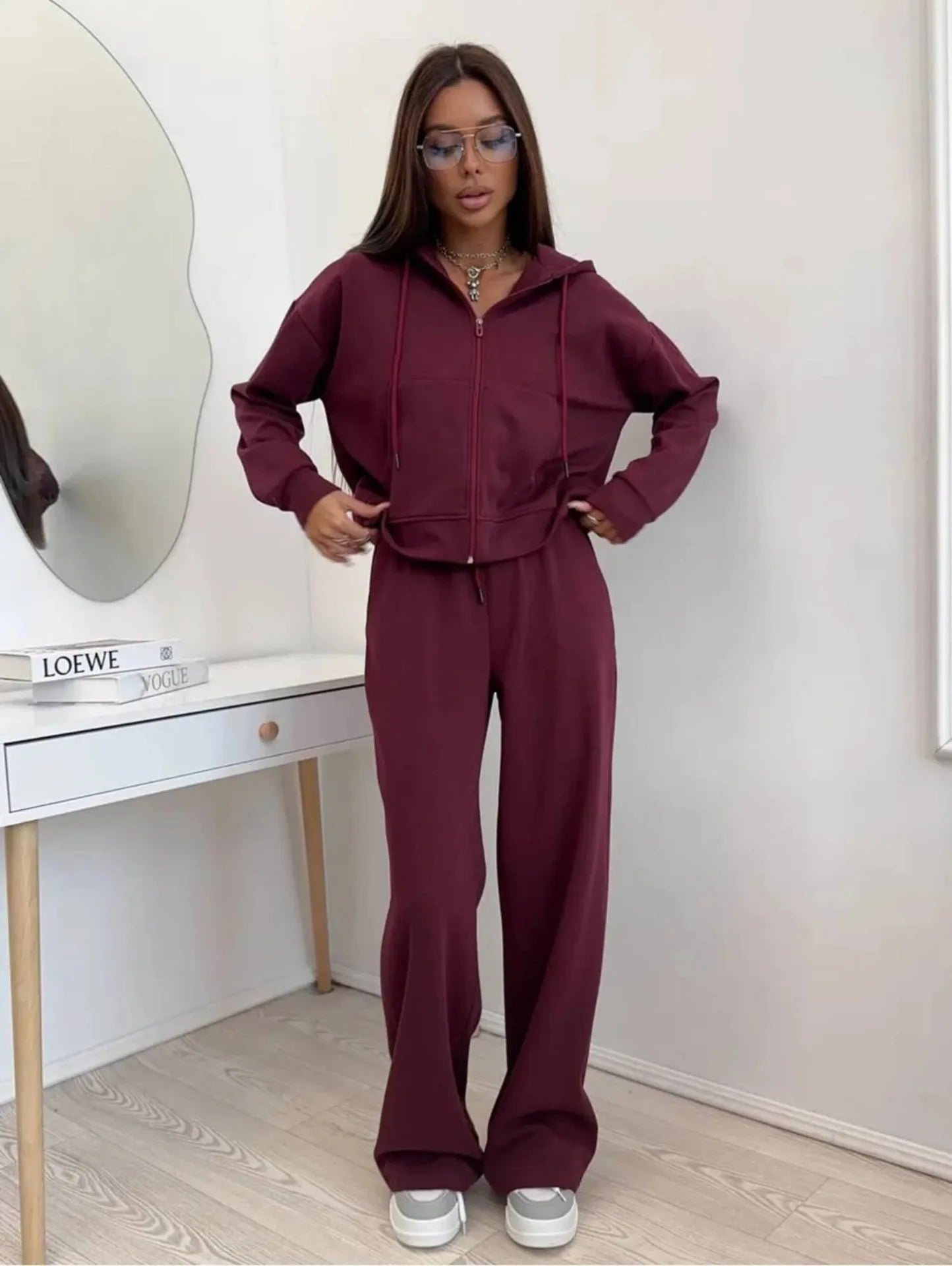 VYRENA Hooded Cardigan Set — Women's 2-Piece Zip Lounge Set