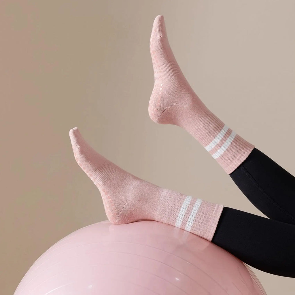 Women's Pilates Grip Socks 2 Pack - Non-Slip Yoga Socks for Barre & Gym