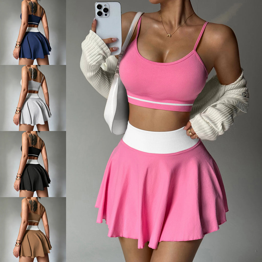 VYRENA Gym Bra & Skirt Set — 2-Piece Quick-Dry Yoga Tracksuit