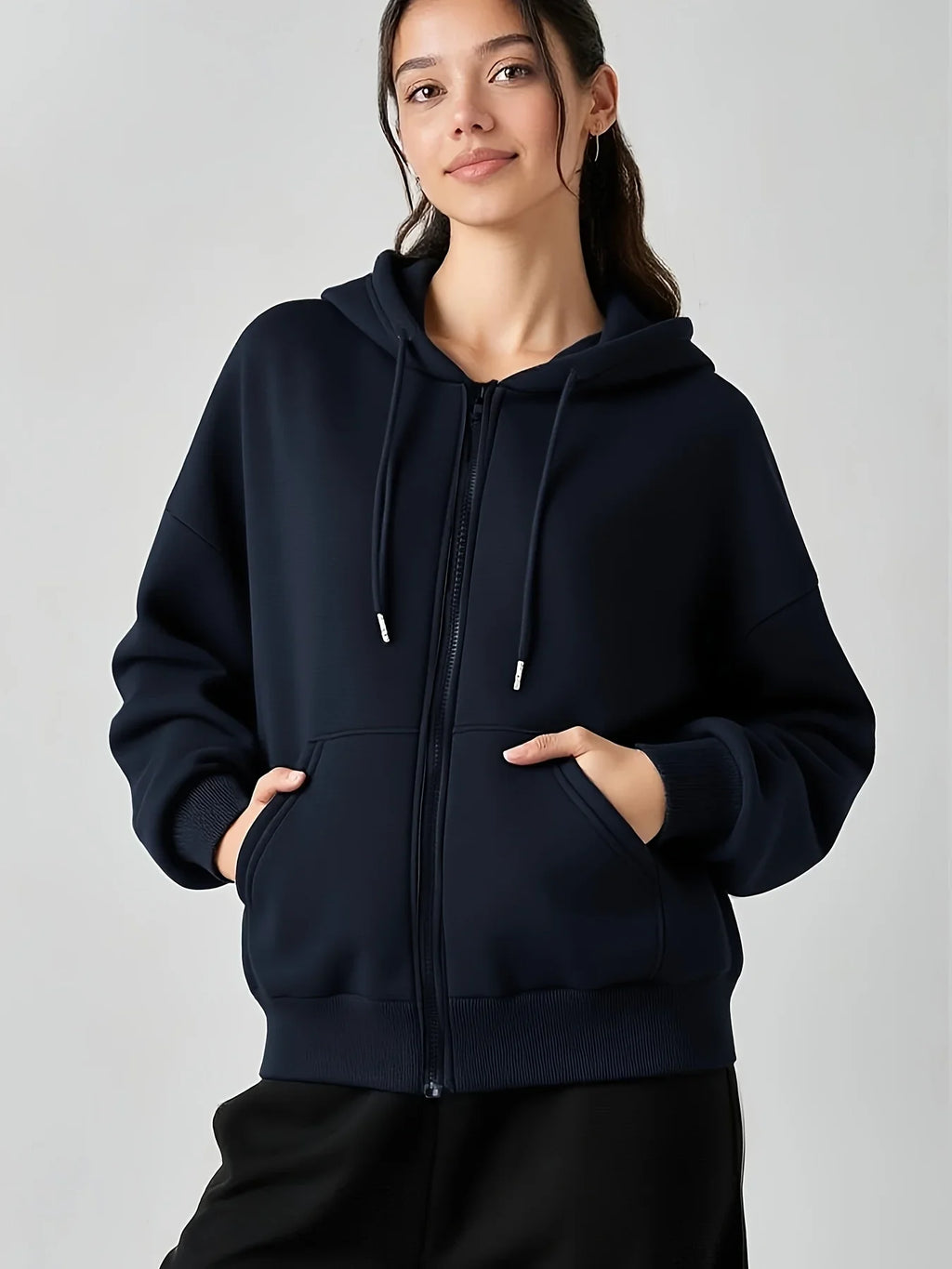VYRENA Zip Pocket Oversized Hoodie | Women's Pullover Gym Sweatshirt