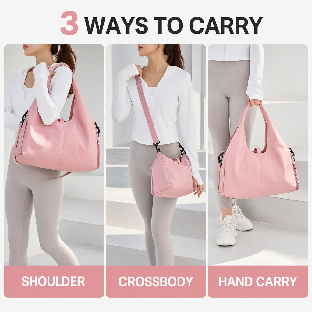Women's Gym Bag with Shoe Compartment - Lightweight Weekender Duffel