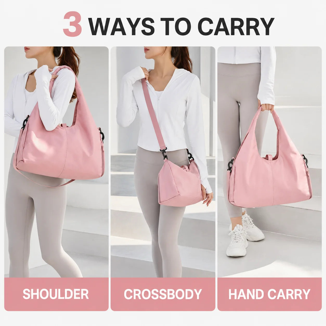 Women's Gym Bag with Shoe Compartment - Lightweight Weekender Duffel