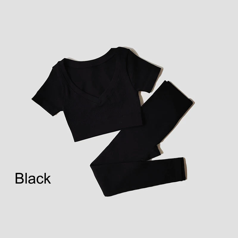 VYRENA Seamless Set — Sports Bra, Crop Top & Leggings