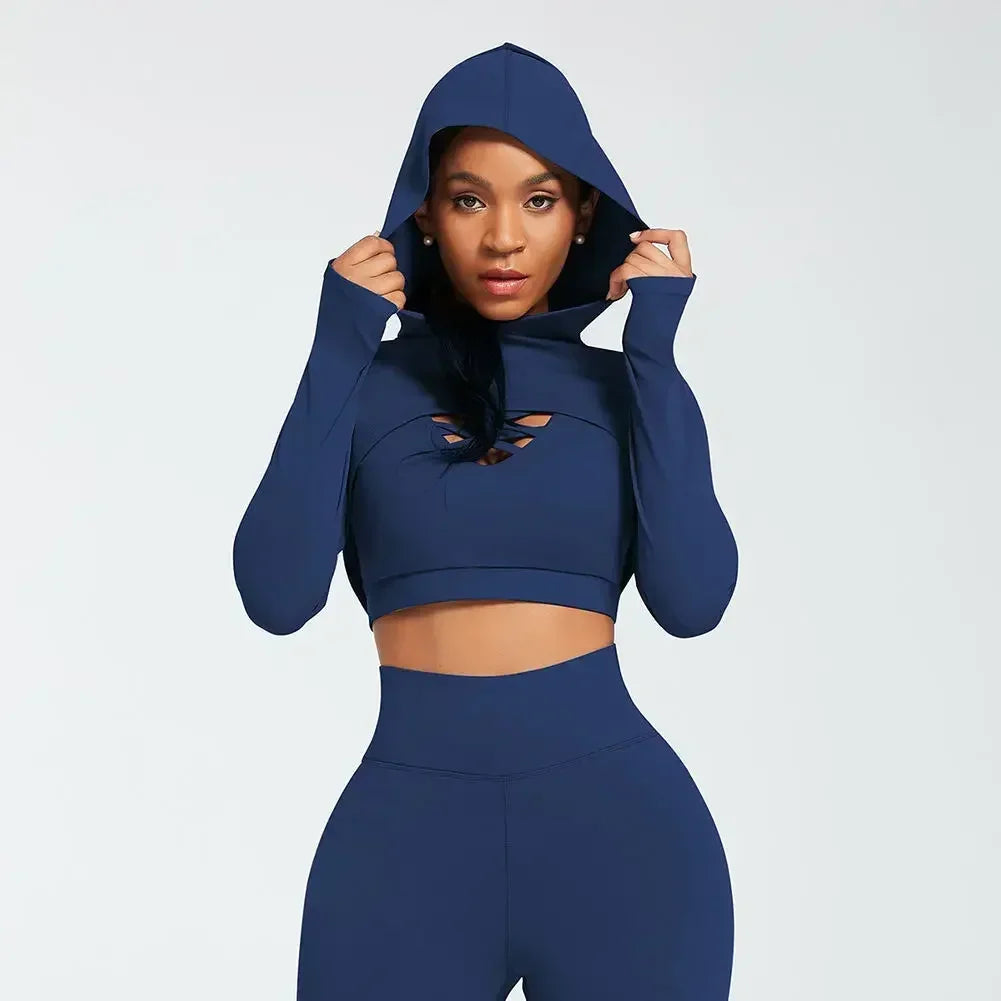 VYRENA Studio Hoodie Set — 3-Piece Women's Gym Tracksuit