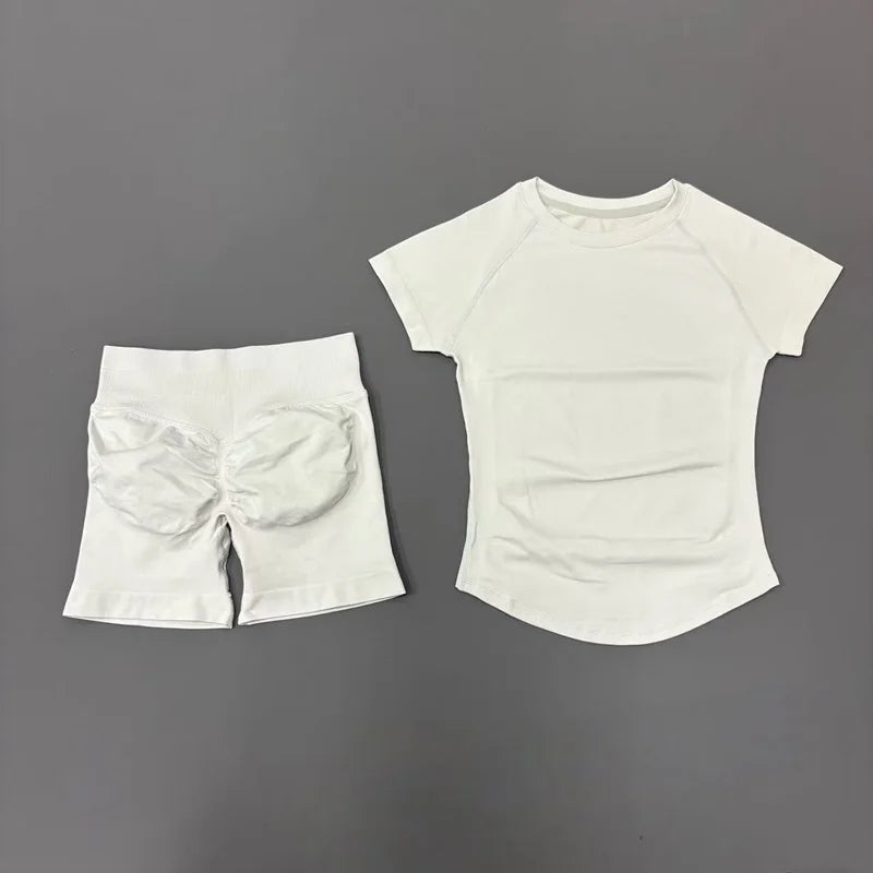 VYRENA Active Set — Short Sleeve Sports Bra & Shorts