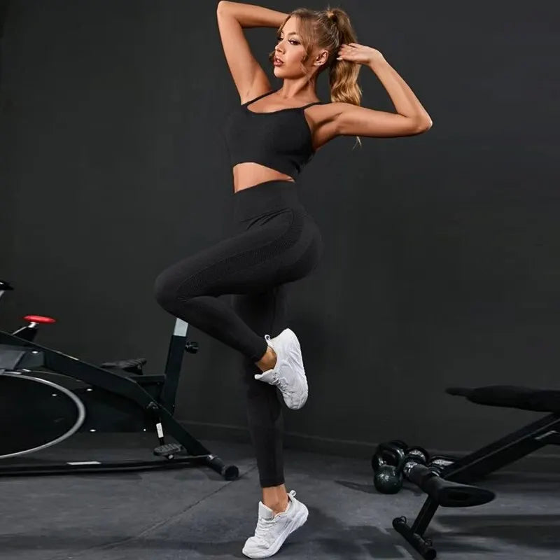 VYRENA Seamless Leggings Set — 2-Piece Women's Gym Tracksuit
