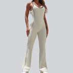 Seamless Yoga Jumpsuits for Women Beauty Backless Color-Blocked Jumpsuits Hip-Lifting Flared Naked Feel Gym Workout Bodysuits