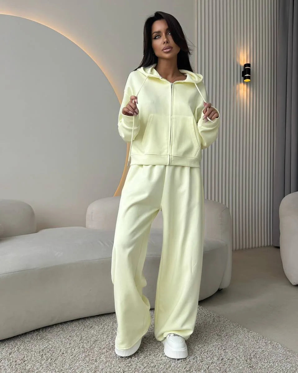 VYRENA Hooded Cardigan Set — Women's 2-Piece Zip Lounge Set