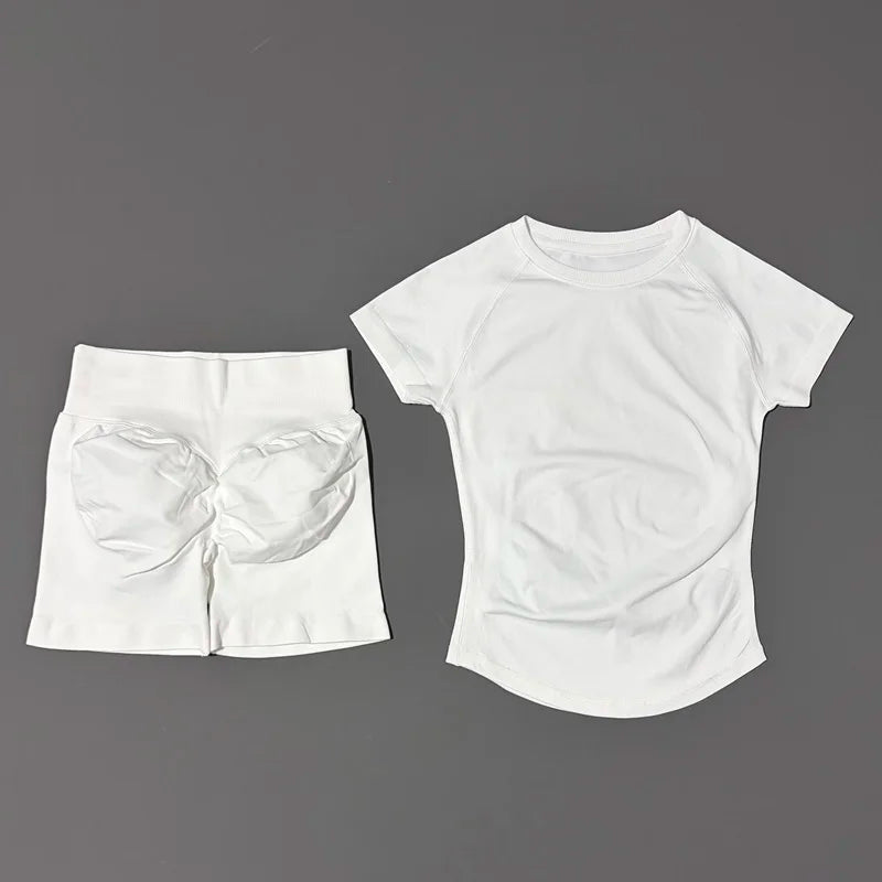 VYRENA Active Set — Short Sleeve Sports Bra & Shorts