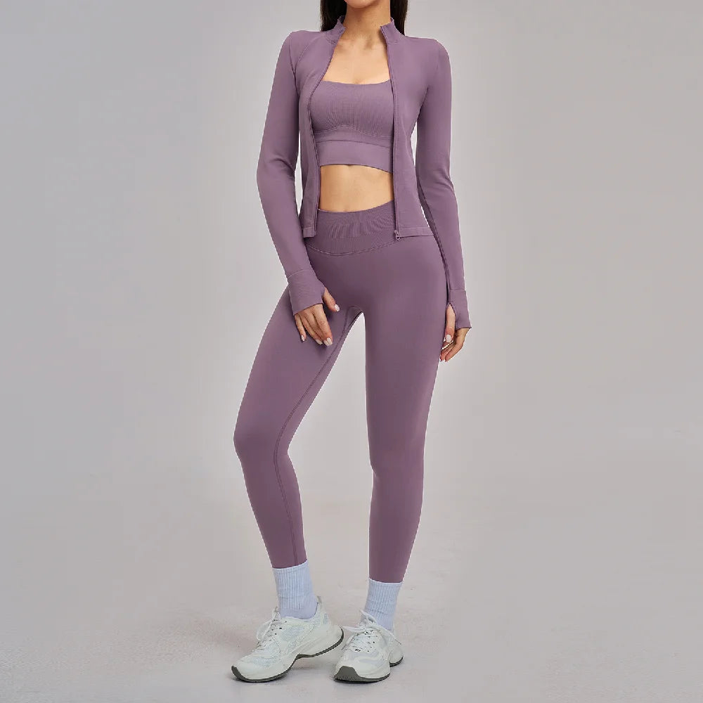 VYRENA Full-Sleeve Set — 3-Piece Long Sleeve Gym Outfit