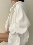 VYRENA Zip Pocket Oversized Hoodie | Women's Pullover Gym Sweatshirt