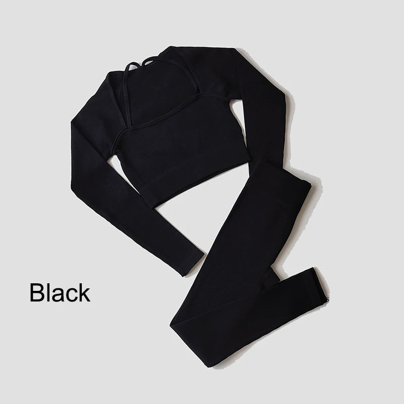 VYRENA Seamless Set — Sports Bra, Crop Top & Leggings