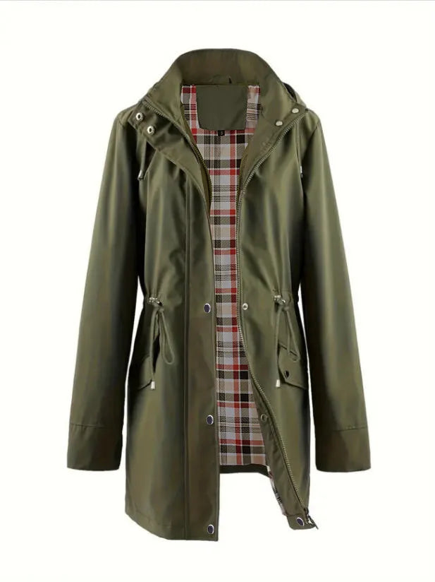 VYRENA Plaid Lined Trench Coat | Women's Water Repellent Long Jacket