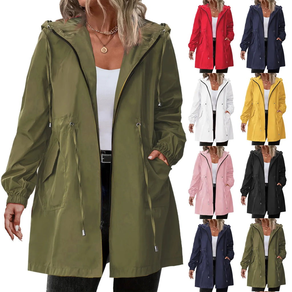 VYRENA Hooded Trench Coat | Women's Long Casual Windbreaker