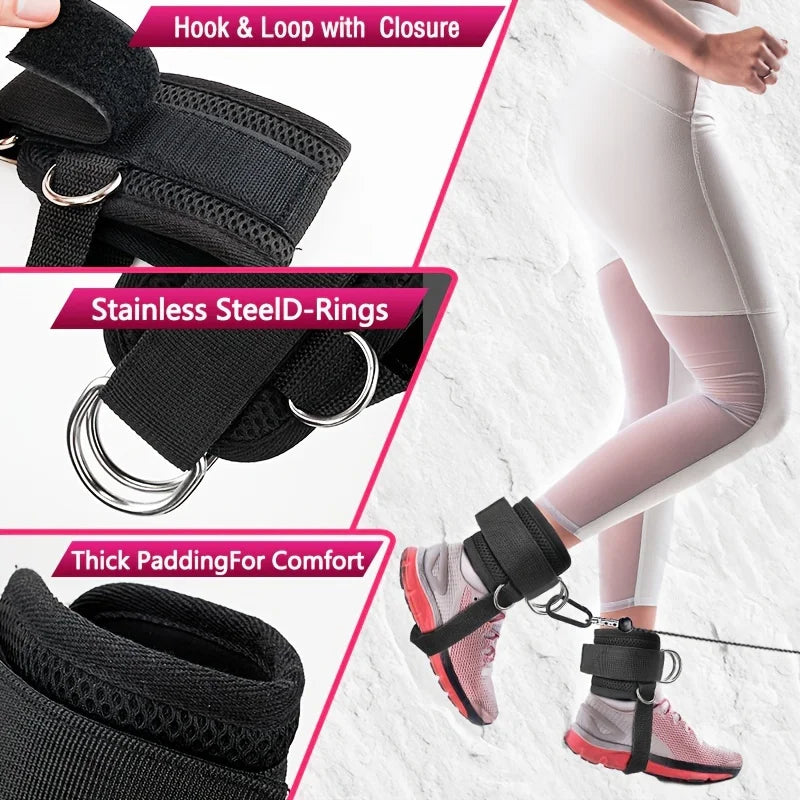 Ankle Straps for Cable Machine - D-Ring Cuffs for Glute & Leg Training