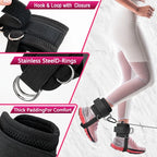 Ankle Straps for Cable Machine - D-Ring Cuffs for Glute & Leg Training