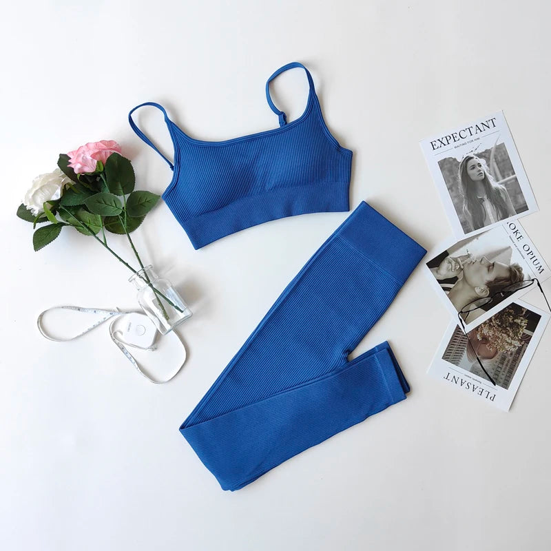 VYRENA Studio Set — Seamless Sports Bra, Crop Top & Leggings