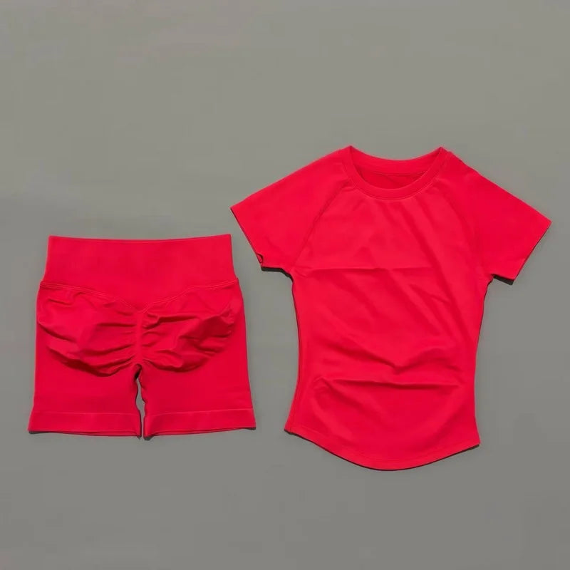 VYRENA Active Set — Short Sleeve Sports Bra & Shorts