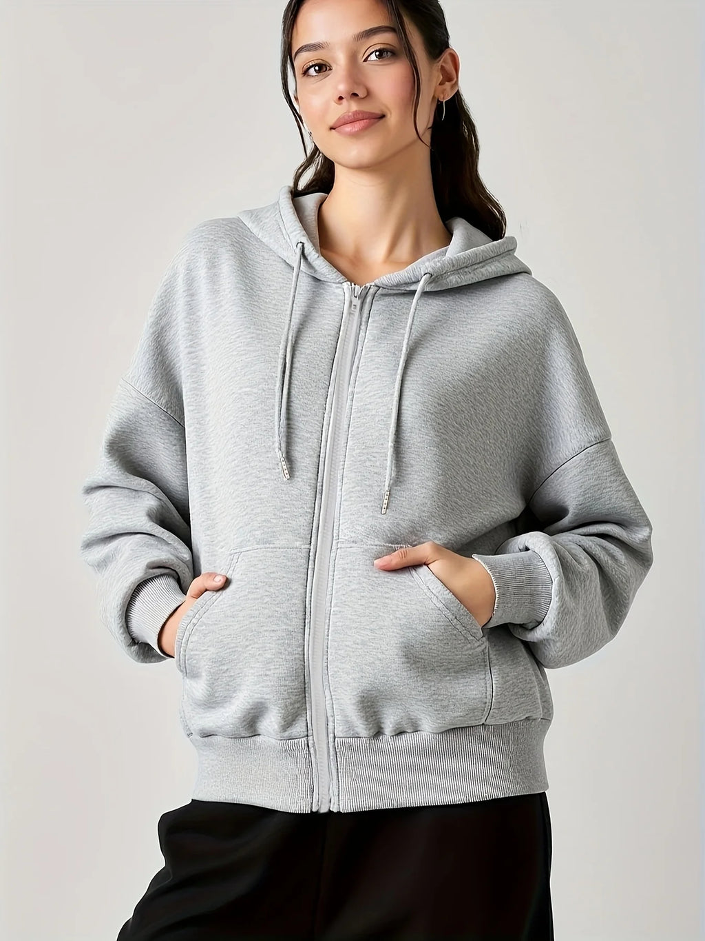 VYRENA Zip Pocket Oversized Hoodie | Women's Pullover Gym Sweatshirt