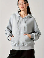 VYRENA Zip Pocket Oversized Hoodie | Women's Pullover Gym Sweatshirt